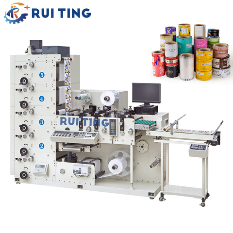 Rolo a rolo máquina de impressão de etiquetas digitais saco de papel máquina de impressão flexográfica de 5 cores