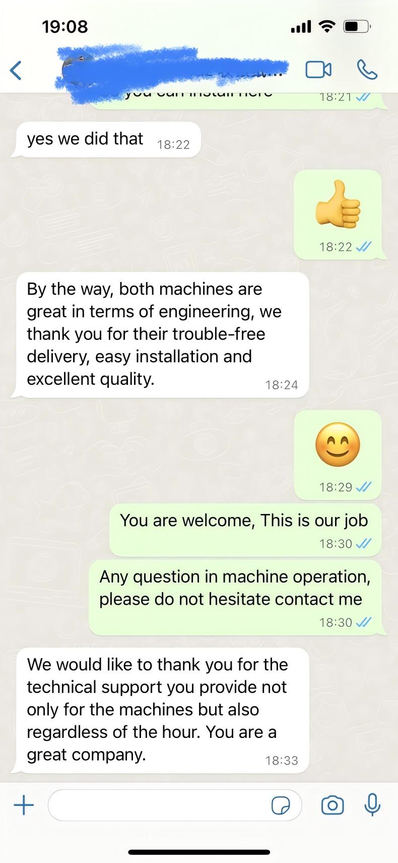 Feedback do cliente da máquina de impressão flexográfica em linha